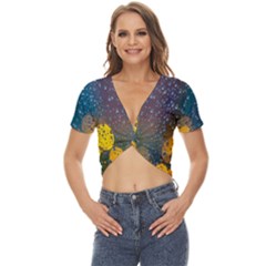 Raindrops Water Twist Front Crop Top