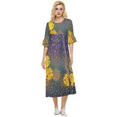 Raindrops Water Double Cuff Midi Dress by artworkshop