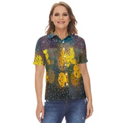 Raindrops Water Women s Short Sleeve Double Pocket Shirt