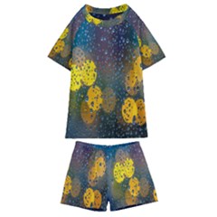 Raindrops Water Kids  Swim Tee And Shorts Set by artworkshop