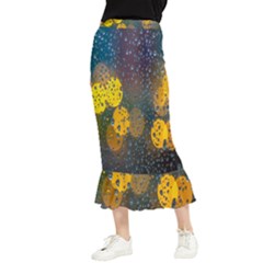 Raindrops Water Maxi Fishtail Chiffon Skirt by artworkshop