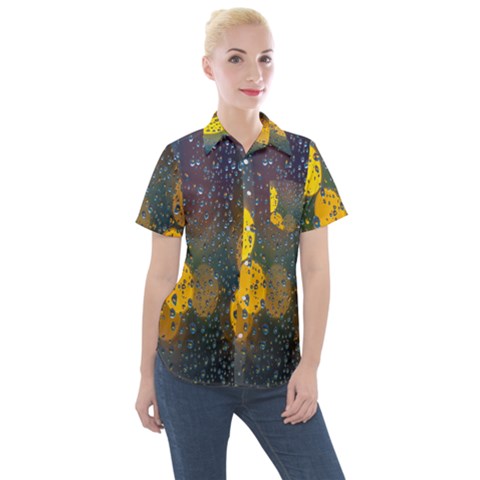 Raindrops Water Women s Short Sleeve Pocket Shirt by artworkshop