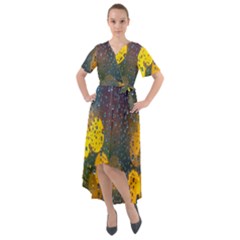 Raindrops Water Front Wrap High Low Dress by artworkshop