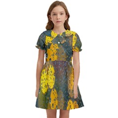 Raindrops Water Kids  Bow Tie Puff Sleeve Dress by artworkshop