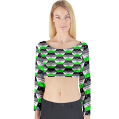 Hackers Town Void Mantis Hexagon Agender Agender Info Pride Flag Long Sleeve Crop Top by WetdryvacsLair