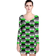 Hackers Town Void Mantis Hexagon Agender Agender Info Pride Flag Long Sleeve Bodycon Dress by WetdryvacsLair