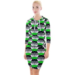 Hackers Town Void Mantis Hexagon Agender Agender Info Pride Flag Quarter Sleeve Hood Bodycon Dress by WetdryvacsLair