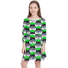 Hackers Town Void Mantis Hexagon Agender Agender Info Pride Flag Kids  Quarter Sleeve Skater Dress by WetdryvacsLair