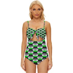 Hackers Town Void Mantis Hexagon Agender Agender Info Pride Flag Knot Front One-piece Swimsuit by WetdryvacsLair