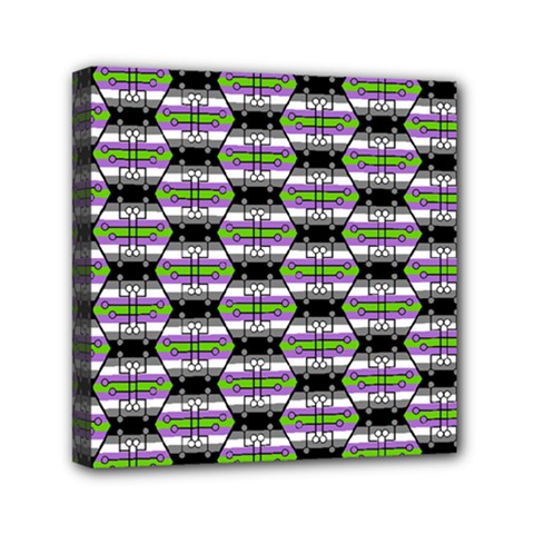 Hackers Town Void Mantis Hexagon Agender Nine 9 Stripe Pride Flag Mini Canvas 6  X 6  (stretched) by WetdryvacsLair