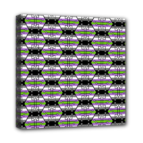 Hackers Town Void Mantis Hexagon Agender Nine 9 Stripe Pride Flag Mini Canvas 8  X 8  (stretched) by WetdryvacsLair