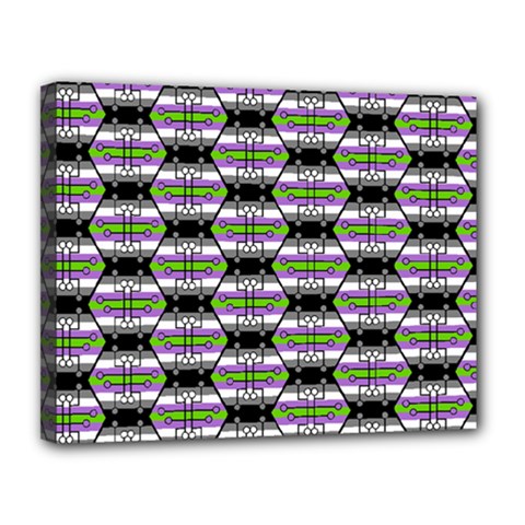 Hackers Town Void Mantis Hexagon Agender Nine 9 Stripe Pride Flag Canvas 14  X 11  (stretched) by WetdryvacsLair