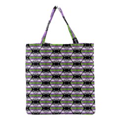 Hackers Town Void Mantis Hexagon Agender Nine 9 Stripe Pride Flag Grocery Tote Bag by WetdryvacsLair