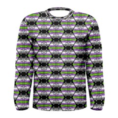 Hackers Town Void Mantis Hexagon Agender Nine 9 Stripe Pride Flag Men s Long Sleeve Tee by WetdryvacsLair