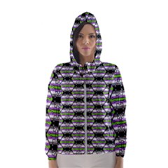 Hackers Town Void Mantis Hexagon Agender Nine 9 Stripe Pride Flag Women s Hooded Windbreaker