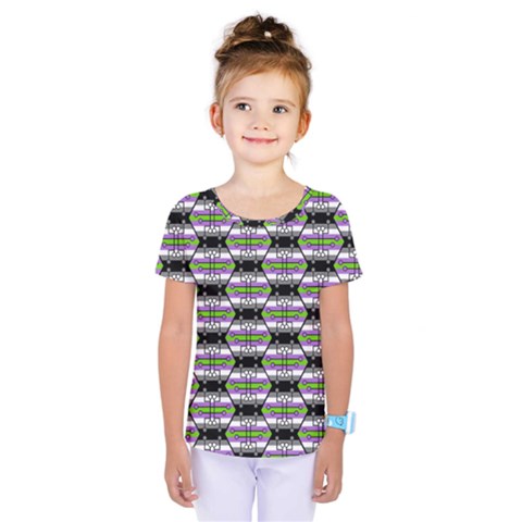 Hackers Town Void Mantis Hexagon Agender Nine 9 Stripe Pride Flag Kids  One Piece Tee by WetdryvacsLair