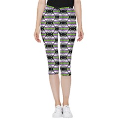 Hackers Town Void Mantis Hexagon Agender Nine 9 Stripe Pride Flag Inside Out Lightweight Velour Capri Leggings  by WetdryvacsLair