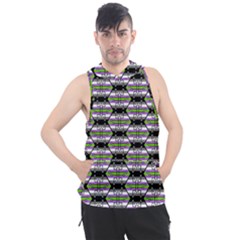 Hackers Town Void Mantis Hexagon Agender Nine 9 Stripe Pride Flag Men s Sleeveless Hoodie by WetdryvacsLair