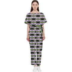 Hackers Town Void Mantis Hexagon Agender Nine 9 Stripe Pride Flag Batwing Lightweight Chiffon Jumpsuit by WetdryvacsLair