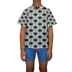 Hackers Town Void Mantis Hexagon Agender Pride Flag Kids  Short Sleeve Swimwear by WetdryvacsLair