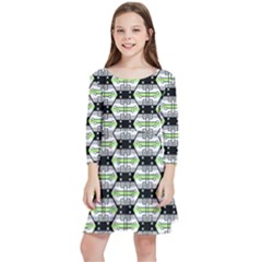 Hackers Town Void Mantis Hexagon Agender Pride Flag Kids  Quarter Sleeve Skater Dress by WetdryvacsLair