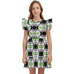 Hackers Town Void Mantis Hexagon Agender Pride Flag Kids  Winged Sleeve Dress