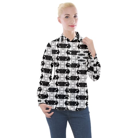 Hackers Town Void Mantis Hexagon Agender Rumpus Parable 2 Pride Flag Women s Long Sleeve Pocket Shirt by WetdryvacsLair