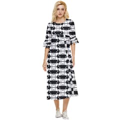 Hackers Town Void Mantis Hexagon Agender Rumpus Parable Pride Flag Double Cuff Midi Dress