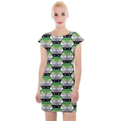 Hackers Town Void Mantis Hexagon Aromantic Pride Flag Cap Sleeve Bodycon Dress by WetdryvacsLair