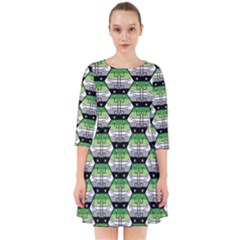 Hackers Town Void Mantis Hexagon Aromantic Pride Flag Smock Dress by WetdryvacsLair