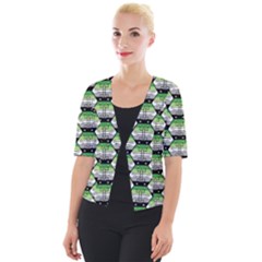 Hackers Town Void Mantis Hexagon Aromantic Pride Flag Cropped Button Cardigan by WetdryvacsLair