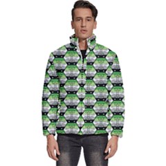 Hackers Town Void Mantis Hexagon Aromantic Pride Flag Men s Puffer Bubble Jacket Coat by WetdryvacsLair