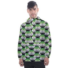 Hackers Town Void Mantis Hexagon Aromantic Pride Flag Men s Front Pocket Pullover Windbreaker