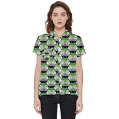 Hackers Town Void Mantis Hexagon Aromantic Pride Flag Short Sleeve Pocket Shirt by WetdryvacsLair