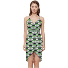 Hackers Town Void Mantis Hexagon Aromantic Pride Flag Wrap Frill Dress by WetdryvacsLair