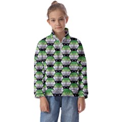 Hackers Town Void Mantis Hexagon Aromantic Pride Flag Kids  Half Zip Hoodie