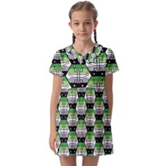 Hackers Town Void Mantis Hexagon Aromantic Pride Flag Kids  Asymmetric Collar Dress by WetdryvacsLair