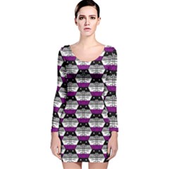 Hackers Town Void Mantis Hexagon Asexual Ace Pride Flag Long Sleeve Velvet Bodycon Dress