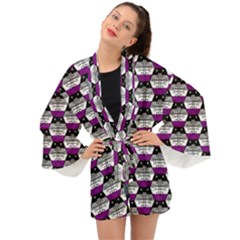 Hackers Town Void Mantis Hexagon Asexual Ace Pride Flag Long Sleeve Kimono by WetdryvacsLair