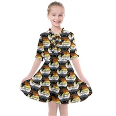 Hackers Town Void Mantis Hexagon Bear Pride Flag Kids  All Frills Chiffon Dress by WetdryvacsLair