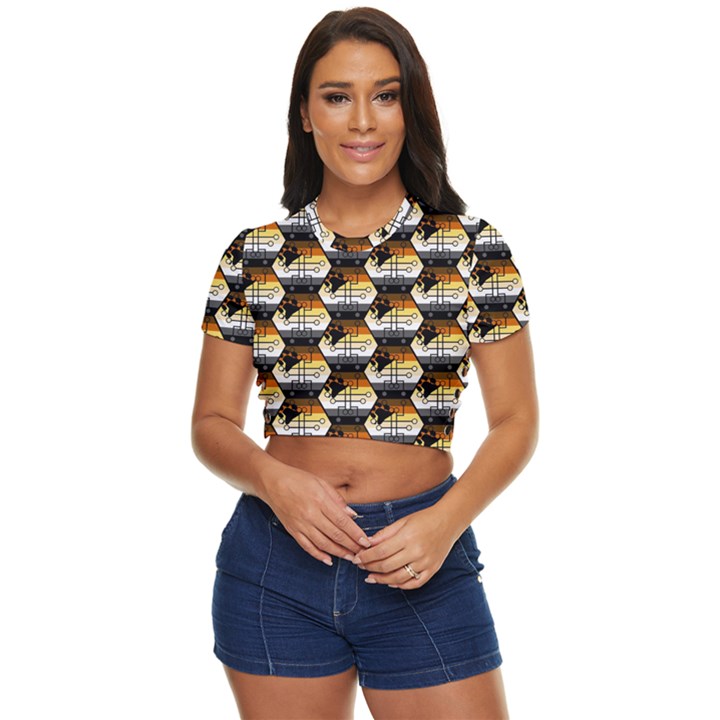 Hackers Town Void Mantis Hexagon Bear Pride Flag Side Button Cropped Tee