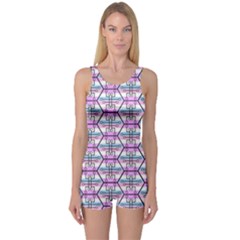 Hackers Town Void Mantis Hexagon Bigender Pride Flag One Piece Boyleg Swimsuit by WetdryvacsLair