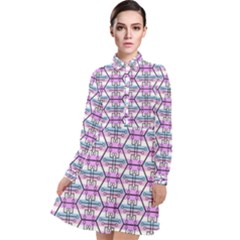 Hackers Town Void Mantis Hexagon Bigender Pride Flag Long Sleeve Chiffon Shirt Dress by WetdryvacsLair