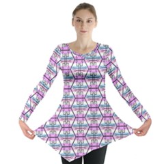 Hackers Town Void Mantis Hexagon Bigender Pride Flag Long Sleeve Tunic  by WetdryvacsLair