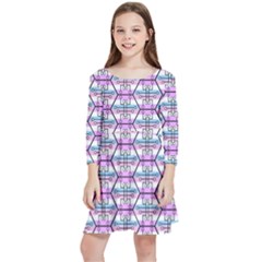 Hackers Town Void Mantis Hexagon Bigender Pride Flag Kids  Quarter Sleeve Skater Dress by WetdryvacsLair