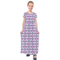 Hackers Town Void Mantis Hexagon Bigender Pride Flag Kids  Short Sleeve Maxi Dress by WetdryvacsLair