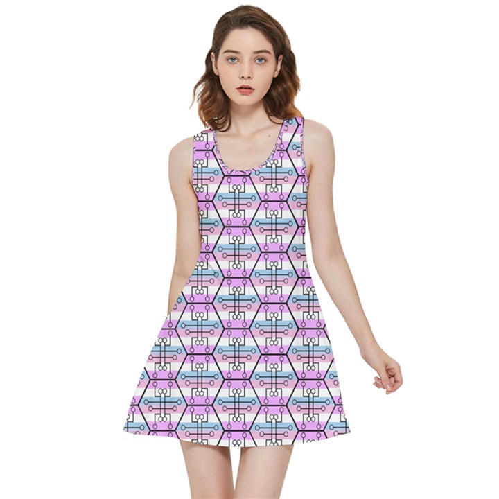 Hackers Town Void Mantis Hexagon Bigender Pride Flag Inside Out Reversible Sleeveless Dress