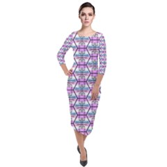 Hackers Town Void Mantis Hexagon Bigender Pride Flag Quarter Sleeve Midi Velour Bodycon Dress by WetdryvacsLair