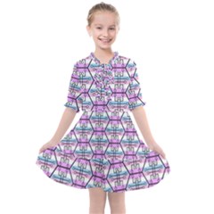 Hackers Town Void Mantis Hexagon Bigender Pride Flag Kids  All Frills Chiffon Dress by WetdryvacsLair