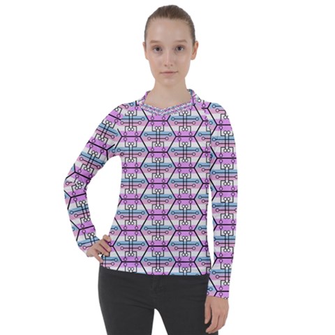 Hackers Town Void Mantis Hexagon Bigender Pride Flag Women s Pique Long Sleeve Tee by WetdryvacsLair